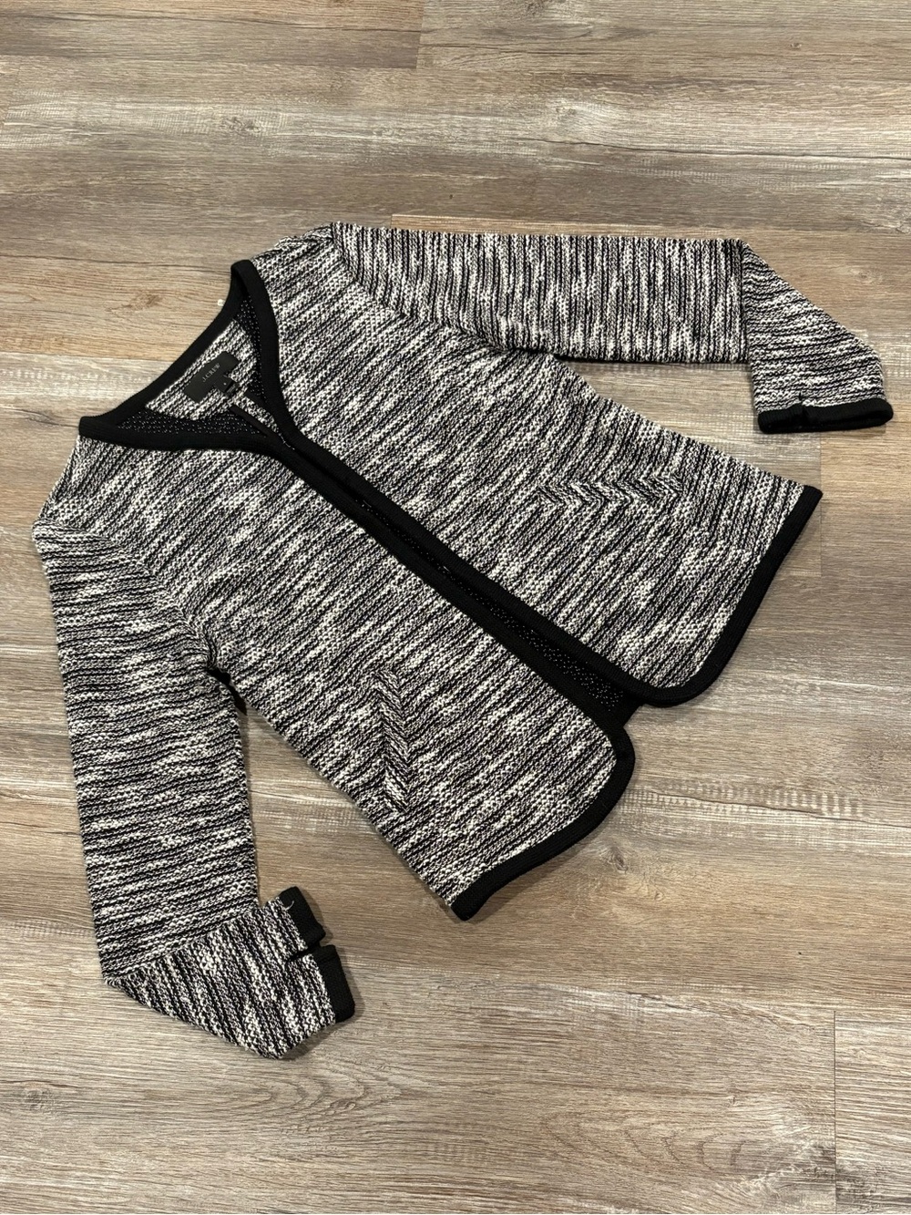 J. Crew Black and White Marled Knit Cardigan